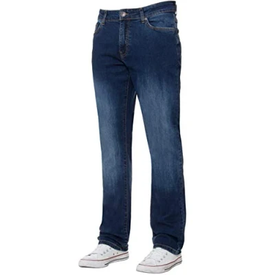 Bild av Enzo herr klassiska raka ben stretch jeans basic arbete denim byxor alla midjestorlekar