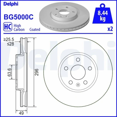 Bild av Bromsskiva DELPHI BG5000C