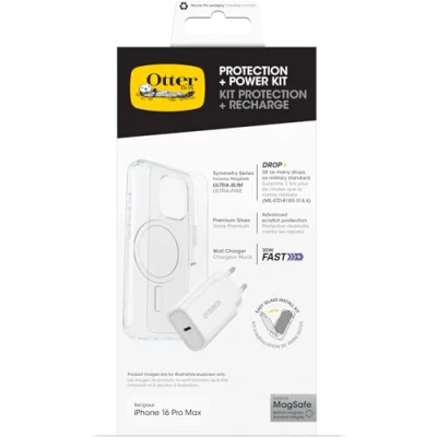 Bild av OtterBox KIT Apple iPhone 16 Pro Max (Symmetry Clear MagSafe / Premium Glass EU USB C Wall Charger 30W white)