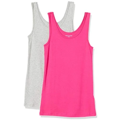Bild av Amazon Essentials Women&#039;s Linne smal passform, Pack of 2, Grå ljung/Ljust rosa, XL