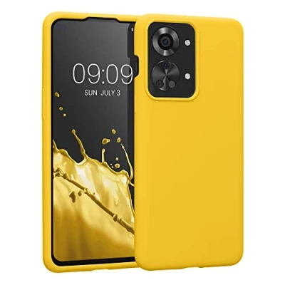 Bild av kwmobile fodral kompatibelt med OnePlus Nord 2T 5G TPU silikon telefonskydd mjuk finish strålande gul