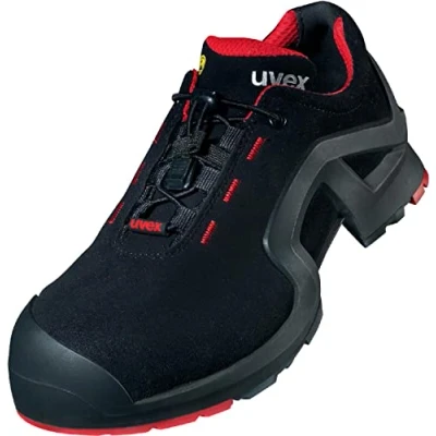 Bild av Uvex 85162, Unisex, Vuxen, Säkerhetsskor, Svart, Röd, ESD, S3, SRC, Snabb skosnören