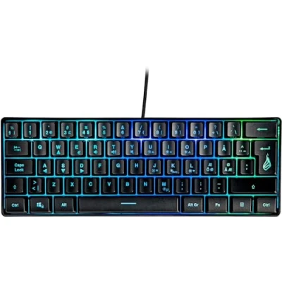 Bild av SureFire Kingpin X1 60% speltangentbord Nordic, gaming multimedia keyboard litet och mobilt, RGB tangentbord med belysning, 25 anti ghosting knappar, skandinavisk layout QWERTY