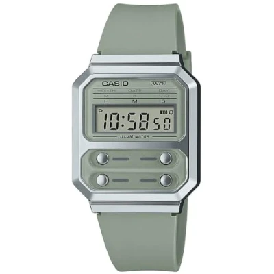 Bild av Casio A100 Silicone Digitalklocka, Storlek: One Size, Greyish green