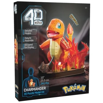 Bild av 4D Build, Pokémon Charmander 3D modellkit, Collectibles, Kanto Starter Collection, Desk Décor, vuxenpussel, byggleksaker, pussel för vuxna och tonåringar, 241 stycken, åldrar 12 upp