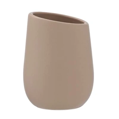 Bild av WENKO Tandborstkopp Badi Sand keramik tandborsthållare för tandborste och tandkräm, keramik, 8 x 11 cm, beige