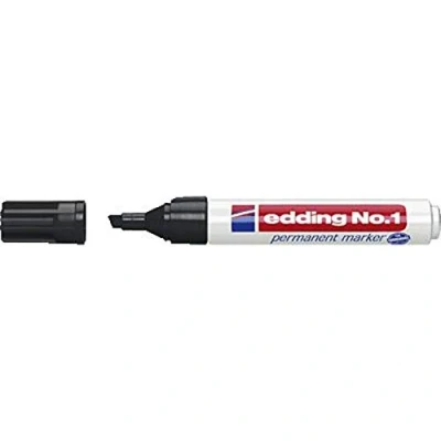 Bild av edding No 1 permanent markör svart penna kilspets 5 mm vattentät, torkbeständig, snabbtorkande multimarkör i fickformat för kartong, plast, trä, metall, glas