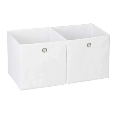 Bild av Relaxdays Förvaringsbox tyg set om 2, kvadratisk, förvaring för hylla, tyglåda i kubform 30 x cm, vit
