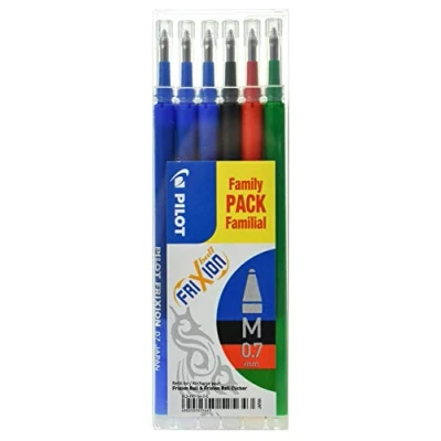 Bild av PILOT FRIXION BALL BLS FR7 refill set med 6 (3 blå + 2 svart 1 röd)