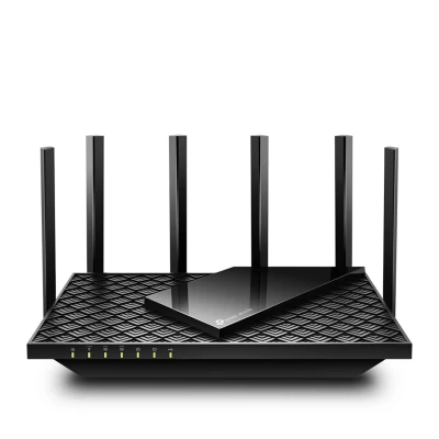 Bild av TP Link Archer AXE75 Wi Fi 6E WLAN router (5 400 Mbps Tri Band, 4 x Gigabit LAN portar, 1 USB 3.0 port, WPA3, HomeCare, kompatibel med Alexa, Tether app), svart