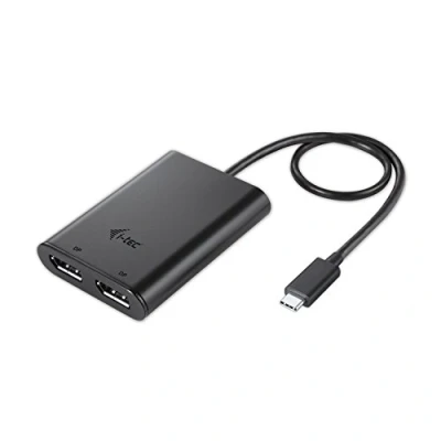 Bild av i tec USB C till två displayport videoadapter, 2x Display Port 4K Ultra HD, kompatibel med Thunderbolt 3 för Windows OS, Mac OS endast en bildskärm