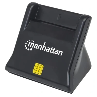 Bild av Manhattan 102025 USB smartkort/sim kortläsare med stativ 2.0 typ kontaktläsare skrivbord extern svart