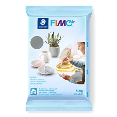 Bild av STAEDTLER lufttorkande modelleringsmassa FIMO Air, grå, omedelbart användbar, ingen bränningsprocess behövs, 500 g, behaglig känsla, klibbar inte, minst 95% naturliga råvaror, 810080