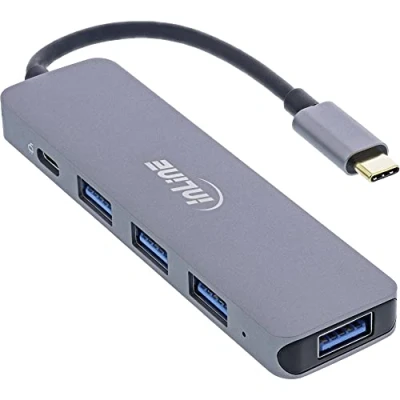 Bild av InLine 33271L, USB 2.0 Type C, 3.2 Gen 1 (3.1 1) A, 5000 Mbit/s, Grå, Gjuten aluminium, 87 W