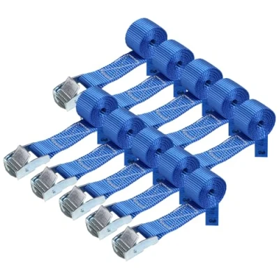 Bild av Spännrem spindel fästrem blå 2,5 m 4 6 olika antal, belastningsbar upp till 250 kg DIN EN 12195 2, 10 stycken 2.5 cm x 1