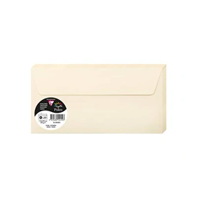 Bild av Clairefontaine Ref 5445C Pollen, självhäftande kuvert (paket med 20) DL storlek, 120 gsm papper, skrivarkompatibel, syrafri, remsa för enkel tätning kräm förpackning 20