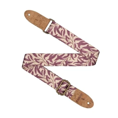 Bild av CASCHA Ukulele rem, vegan mauve Leaves justerbart och bekvämt ukulelebälte av miljövänliga material, hållbart elegant, passar alla ukuleler, perfekt för spelare