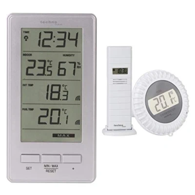 Bild av WS9069 trådlös poolsensor inklusive utomhussändare och station, inomhustemperatur, utomhustemperatur, inomhusfuktighet, vattentemperatur, för pool, damm, utomhusområde