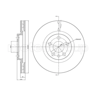 Bild av METELLI 23 0338 Disque de frein 281,0 26,0 5 59,0 ventilé PEUGEOT: Expert I Van, 806, I, CITROËN: Jumpy MPV, Evasion