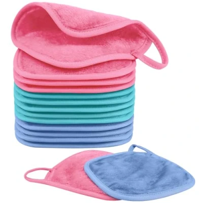 Bild av Nineigh 15 pack mikrofiberduk, x cm sminkborttagningstyg återanvändbara ansiktsdukar för rengöring, ultramjuka sminkborttagningspads daglig resor, kosmetisk radering, flerfärgad