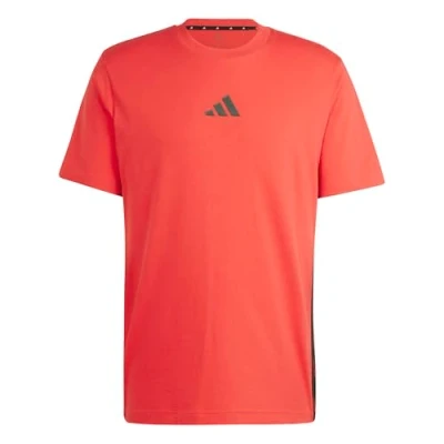 Bild av adidas För Män ESSENTIAL THREE STRIPES SINGLE JERSEY TEE, pure ruby/black, XL