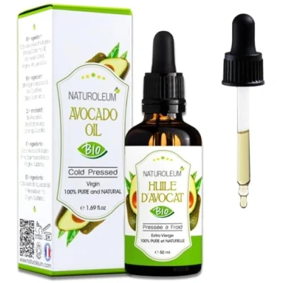 Bild av BIO avokadoolja kallpressad, biologiskt certifierad olja för anti åldring, naturligt fuktgivande ansikte, hud, hår, naglar och kropp. (50 ml)