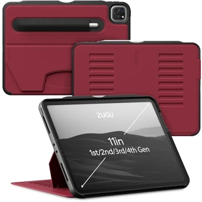 Bild av ZUGU iPad Pro 11 Case 2022/2021/2020/2018 4/3/2/1 Generation fodral Ultra slimmat skyddshölje trådlös Apple Pencil Laddning Bekväm 8 vinkels Magnetic Stativ Skal automatisk vila/väckning [ Röd ]