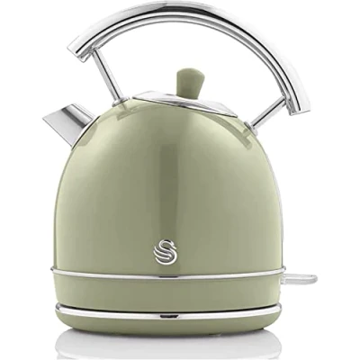 Bild av Bouilloire Rétro, 1,8 L, Acier Inoxydable sans BPA, Résistance Cachée, Fil SWAN SK14630GNEU 3000W Vert 53746