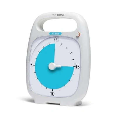 Bild av TIME timer PLUS 20 minuter visuell analog klocka valfri aktuellt larm (regulator) inget högt tickande; tidsförvaltningsverktyg (vit)