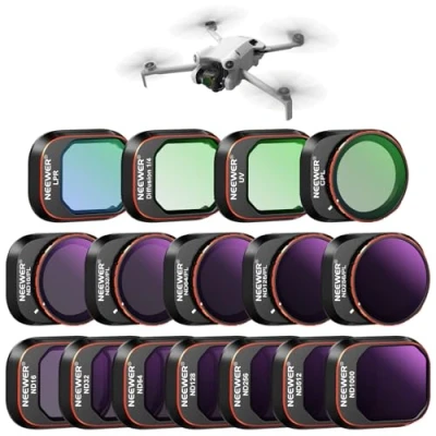 Bild av Neewer ND &amp; CPL Effektfilterset för DJI Mini 4 Pro, 16 pack HD ND16 ND32 ND64 ND128 ND256 ND512 ND1000 ND16/PL ND32/PL ND64/PL ND128/PL ND256/PL, UV, CPL, LPR, svart Diffusion 1/4