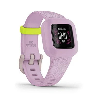Bild av Garmin vivofit jr. 3 Aktivitetspårare med band silikon floral pink handledsstorlek: 130 175 mm Bluetooth 25 g