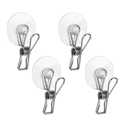 Bild av iDesign 22410 Grundläggande sugkopp förvaringsklämmor, rostfritt stål sugklämmor badrum, handdukshållare, polerad, set med 4, 3,9878 x 11,9887 21,8948 cm
