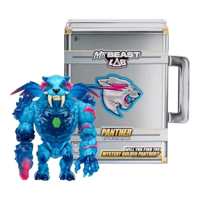 Bild av MrBeast Lab Apex Beast Panther samlarfigur, 15,8 cm hög, med extrem detaljering, premiumförpackning, 13 punkter av artikulation och Chomp Käke stilar kan variera