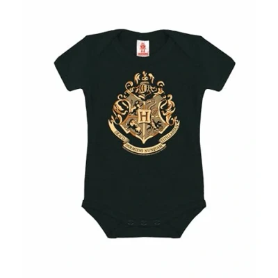 Bild av Logoshirt® Harry Potter Hogwarts emblem baby body pojke &amp; flickor I babysparkdräkt kortärmad, svart, 50/56 cm
