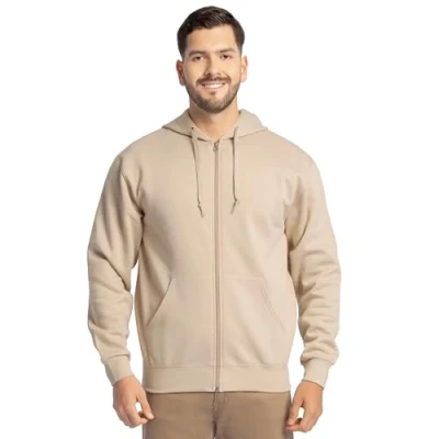 Bild av Fruit of the Loom unisex vuxen Eversoft fleece huvtröjor, pullover och full dragkedja, fukttransporterande andas, storlekar S 4x, Khaki Heather hel XL
