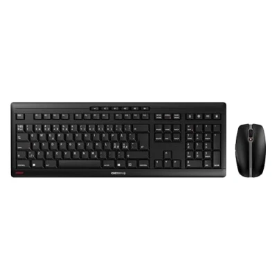 Bild av CHERRY STREAM DESKTOP, trådlöst tangentbord och mus, pan nordisk layout (QWERTY), 2,4 GHz trådlös anslutning, tyst tangenttryckning, batteridrivet, svart