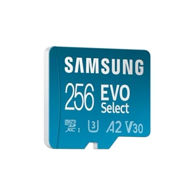 Bild av Samsung EVO Select (2024) microSD kort SD adapter, 256 GB, minneskort för smartphone och surfplatta, UHS I U3, 4K UHD, Full HD, 160 MB/s läsning, MB ME256SA/EU