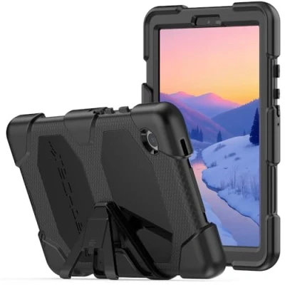 Bild av TECHGEAR G SHOCK fodral passar Samsung Galaxy Tab A9 8,7 tum 2023 (SM X110/SM X115) tuff robust kraftig rustning stötsäker påverkan överlevnadsfodral med stativ, barn skolor byggare arbetarfodral
