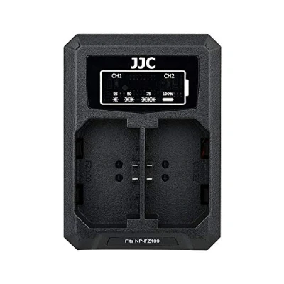 Bild av JJC Dubbel USB batteriladdare för Sony FX3 Alpha A1 (ILCE 1) A9 ILCE 9 A9II 9M2 A9III A7C A7SIII A7III A7M3 A7RIII A7RM3 A7RIV A7RM4 A6600 Kameror Ersätter NP FZ100