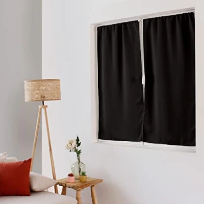 Bild av ED ENJOY HOME Ockult glasgardin, stångpass, svart, 60 x 120 cm, 100% polyester, Oeko TEX certifierat tyg, lakritskollektion