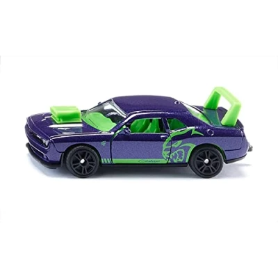 Bild av siku 1572, Dodge Challenger SRT Hellcat Custom, Leksaksbil, Metall/plast, Plommonblå, Dörrarna kan öppnas, Lackerad utsida, Detaljtrogen design, Släpkoppling