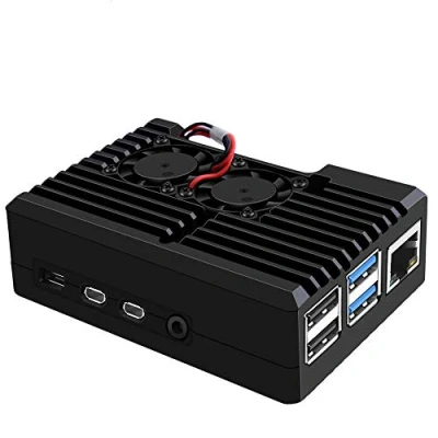 Bild av GeeekPi Raspberry Pi 4 Armor fodral med dubbel fläkt, passiv aluminiumlegeringsfodral kylfläkt för Model B (med 2510 fläkt)