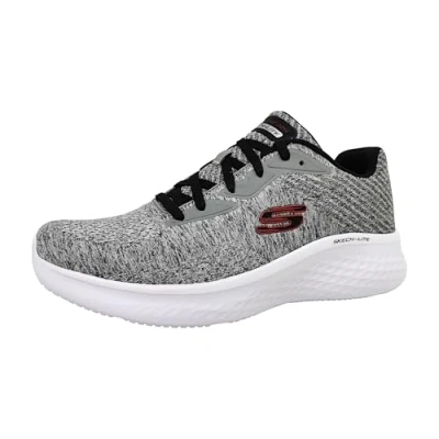 Bild av Skechers Skech lite Pro Faregrove träningsskor för män, Grå cirkulär stickad syntetisk röd trim, 39 EU