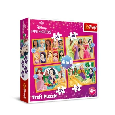 Bild av Trefl Disney, Sagoberättelser Pussel 4i1, 4 läggspel, från 35 till 70 bitar Olika svårighetsgrader, för barn år