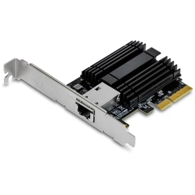 Bild av TRENDnet TEG 10GECTX10 Gigabit PCIe nätverksadapter, stöder 802.1Q VLAN, standard och platta fästklämmor ingår, Windows, Windows Server, Linux, NBase T