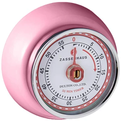 Bild av Zassenhaus Kökstimer, magnetisk, retro, klassisk, mekanisk, matlagningstimer (rosa)