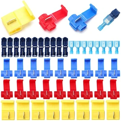 Bild av YIXISI 70 PCS Scotch Lock Quick Splice Elektriska Ledningsanslutningar, T Tap Kontakter, Grenkontakter, Isolerad Självstripande Crimp Spade Connector Set (Röd, Blå, Gul, Mörkblå)