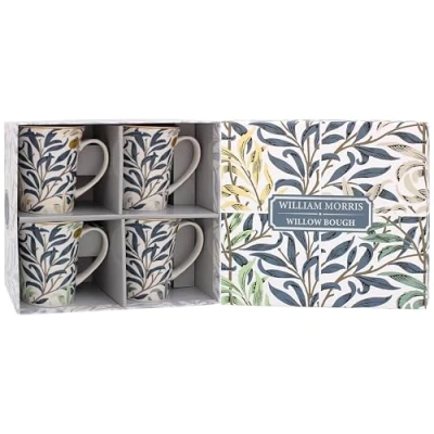 Bild av Leonardo samling William Morris Lustre Willow Bough Muggar set med 4 Kök &amp; Hem Bordsmugg för varje tillfälle Härligt kaffekopp herrar gåvor och födelsedagspresenter kvinnor