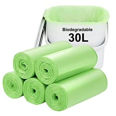 Bild av Aievrgad Biologiskt nedbrytbara soppåsar 100 st, 8 gallon/30 l sopsäckar/för kökslåda. Papperskorg/sopsäckar, % återvunnen, tuffa, nedbrytbara, kompostpåsar för mat/hushåll grön