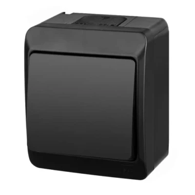 Bild av asvendo elektro HERMES modern ytmonterad serie / strömbrytare dubbel uttag flera gånger/IP44 vattenskyddad utomhus/svart (ljusbrytare)